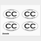 CC - Cape Cod Massachusetts Ovaler Aufkleber (Blatt)