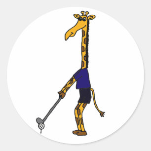 CC- Giraffe Playing Golf Design Runder Aufkleber