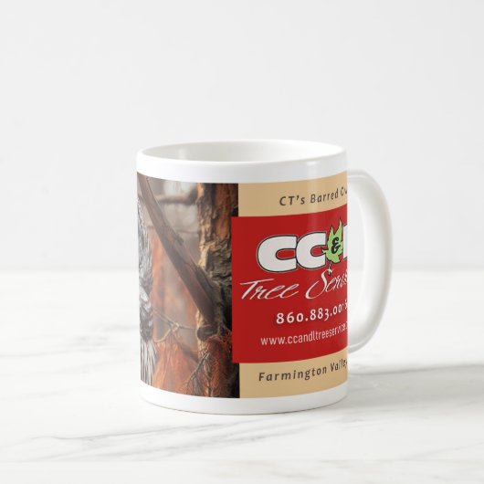 CC&L Tree Service Barred Owl Tasse Design (VorderseiteRechts)