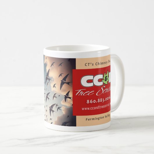 CC&L Tree Service Chimney Swift Tasse Design (VorderseiteRechts)