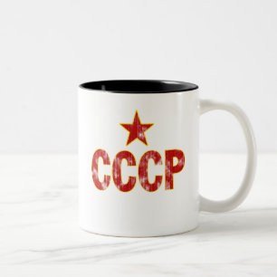 CCCP (getragener Blick) Zweifarbige Tasse