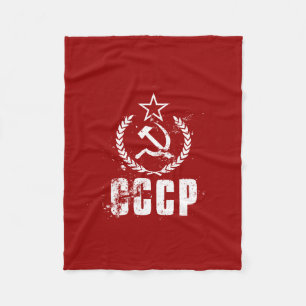 CCCP Hammer-Sichel-weiße Vintage Flaggen-Decken Fleecedecke