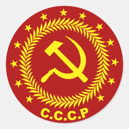CCCP Hammer Sickle Emblem Runder Aufkleber (Vorderseite)