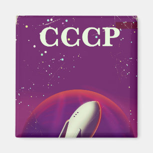 CCCP Sowjetischer Weltraum-Wettlauf-Reiseplakat Magnet