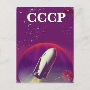 CCCP Sowjetisches Weltraum-Wettrennen-Reiseplakat Postkarte