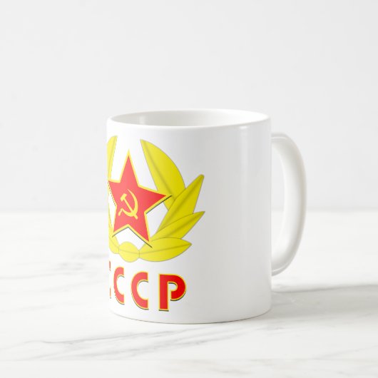 cccp UDSSR-Hammer und Sichelemblem Kaffeetasse (VorderseiteRechts)