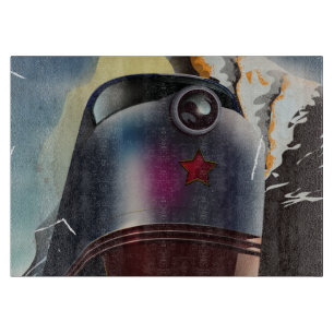 CCCP Vintage Sowjetische Lokomotive Poster Schneidebrett