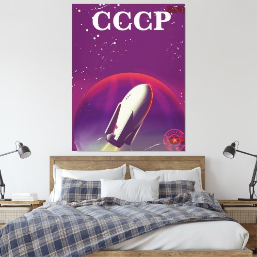 CCCP Weltraumbahnposter Leinwanddruck (Insitu (Schlafzimmer))