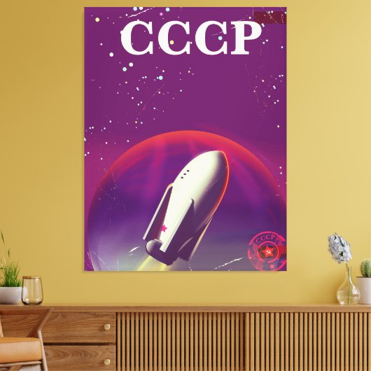 CCCP Weltraumbahnposter Leinwanddruck (Insitu (Wohnzimmer))