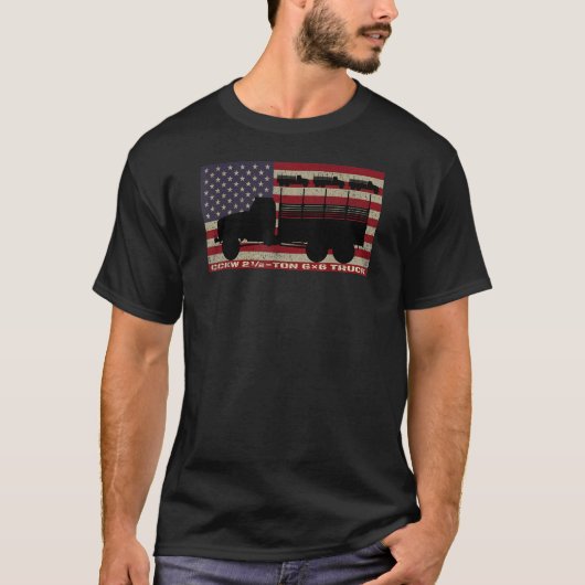 CCKW 2½ ton 6×6 WW2 Truck American Flag T-Shirt (Vorderseite)