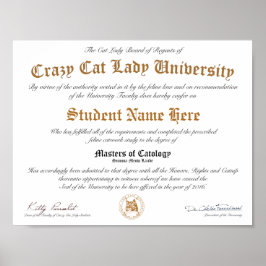 CCLU Diploma - Gold Siegel - Cat Portrait Poster