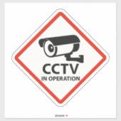 CCTV in Betrieb Warnzeichen Aufkleber (Blatt)