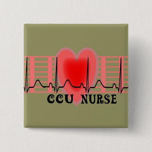 CCU-Krankenschwester-Geschenk Ekg Papier und Herz Button (Vorderseite)