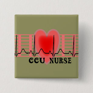 CCU-Krankenschwester-Geschenk Ekg Papier und Herz Button