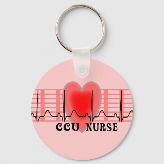 CCU Nurse Geschenk Ekg Papier und Herz Design Schlüsselanhänger (Vorderseite)