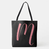 Ccustom M Script Monogram Blacktote Tasche (Vorderseite)