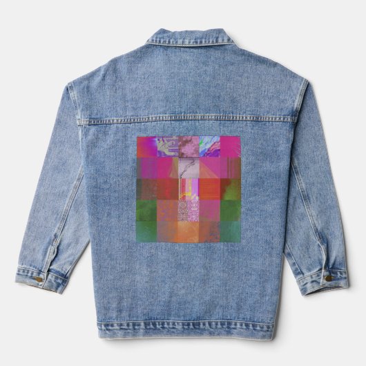 CD1FE646 Abstrakte digitale Glitch-Art-Gitternetz- Jeansjacke (Rückseite)