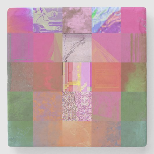 CD1FE646 Abstrakte digitale Glitch-Art-Gitternetz- Steinuntersetzer (Vorderseite)