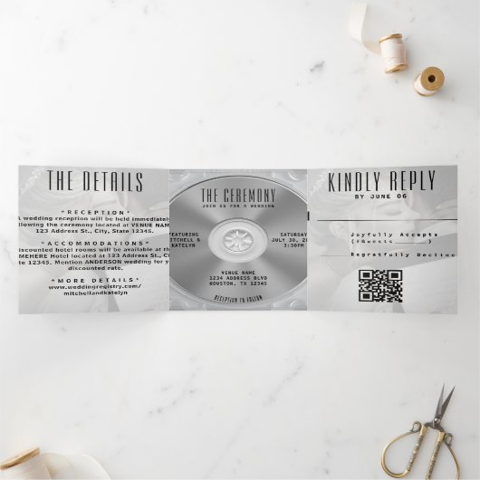 CD-Album Cover Booklet Hochzeit in einem Dreifach Gefaltete Einladung (Innenseite)