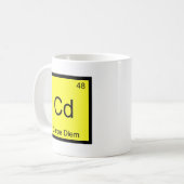 Cd - Carpe Diem Chemie-Element-Symbol-lustiges Kaffeetasse (Vorderseite Links)