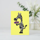 CD-Funny Zebra mit Daisy Postcard Postkarte (Stehend Vorderseite)