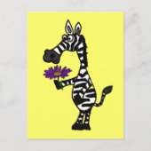 CD-Funny Zebra mit Daisy Postcard Postkarte (Vorderseite)