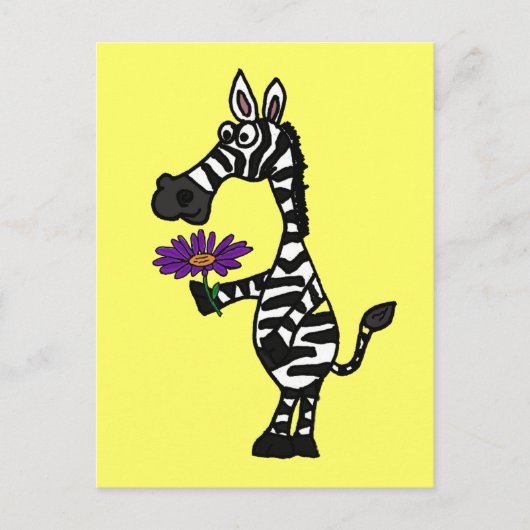 CD-Funny Zebra mit Daisy Postcard Postkarte (Vorderseite)