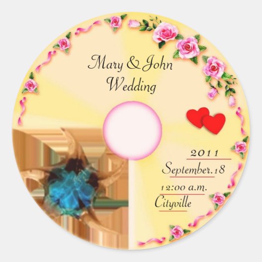 CD-Label-Gastgeschenk Hochzeit Runder Aufkleber (Vorderseite)