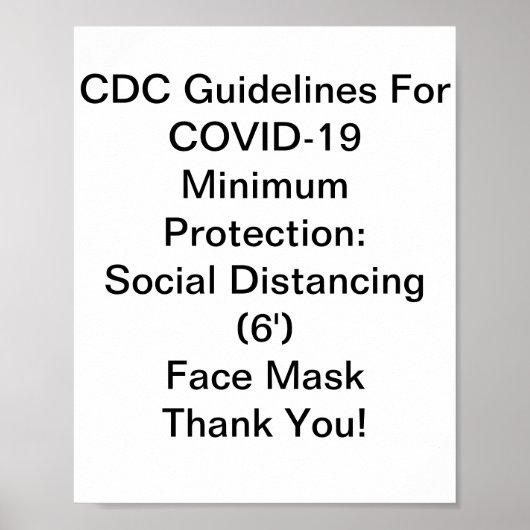 CDC-Leitlinien für COVID-19 Poster (Vorne)