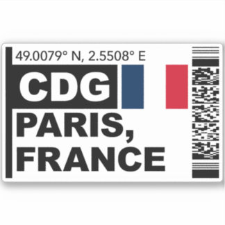 CDG Paris Boarding Pass - France Travel Aufkleber