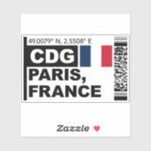 CDG Paris Boarding Pass - France Travel Aufkleber (Blatt)