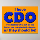 CDO OCD Funny Poster Sign (Vorne)