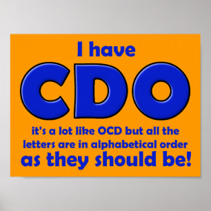 CDO OCD Lustiges Poster Schild