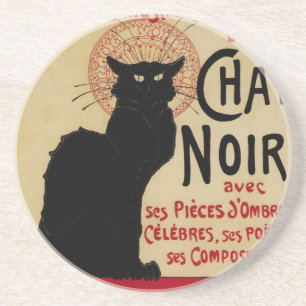 Ce Soir Chat Noir Black Cat, Vintag Art Nouveau Getränkeuntersetzer