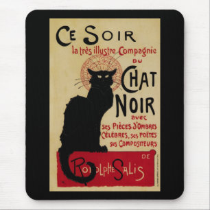 Ce Soir Chat Noir Black Cat, Vintag Art Nouveau Mousepad