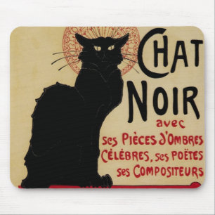 Ce Soir Chat Noir Black Cat, Vintag Art Nouveau Mousepad