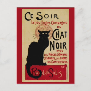 Ce Soir Chat Noir Black Cat, Vintag Art Nouveau Postkarte