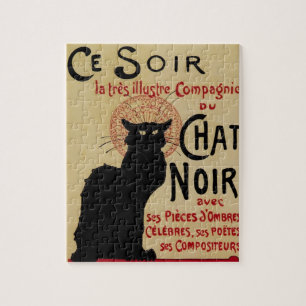 Ce Soir Chat Noir Schwarze Katze, Vintage Art Nouv Puzzle
