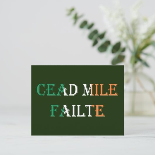 Cead Mile Failaid auf Irish Flag pccn Postkarte (Stehend Vorderseite)