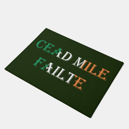 Cead Mile FailIrish Flag Overlay-Deklaration Fußmatte (Schrägansicht)
