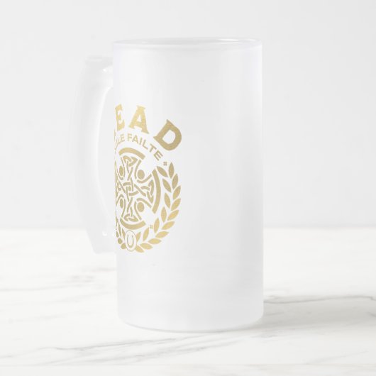 Cead Mile Failte St. Patrick's Day Kleeblatt Mattglas Bierglas (Vorderseite Links)
