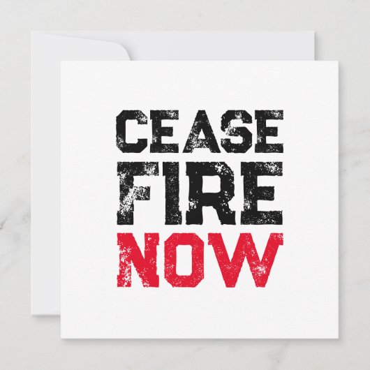 Cease Fire Now Black Red White Grunge Typografie (Vorderseite)