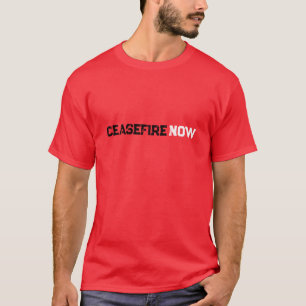 Cease Fire Now Schwarz-weiß Red Grunge Typografie T-Shirt