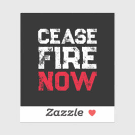 Cease Fire Now white red black grunge anti war Aufkleber