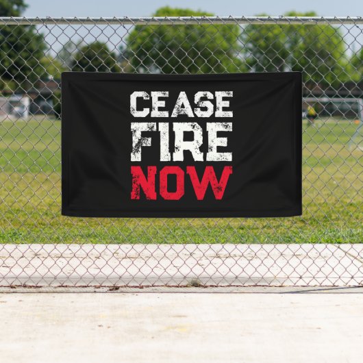 Cease Fire Now white red black grunge anti war Banner (Insitu)