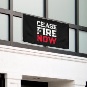 Cease Fire Now white red black grunge anti war Banner (Äußeres Gebäude)