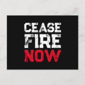 Cease Fire Now white red black grunge anti war Postkarte (Vorderseite)