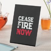 Cease Fire Now white red black grunge anti war Sockelschild (In Situ)