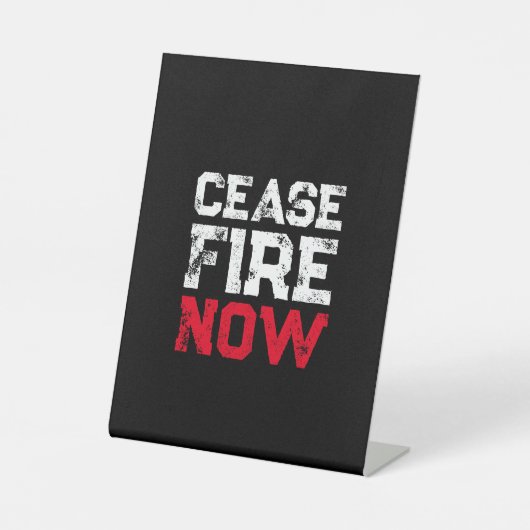 Cease Fire Now white red black grunge anti war Sockelschild (Vorderseite)