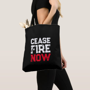Cease Fire Now white red black grunge anti war Tasche